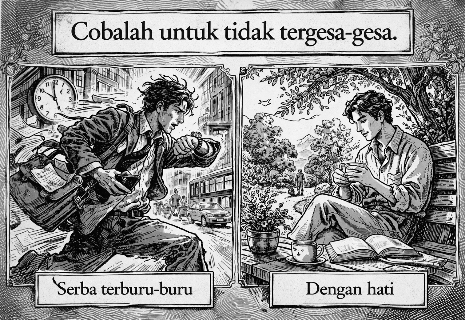 image of Cobalah untuk tidak tergesa-gesa.